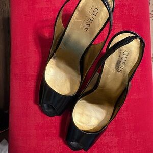 GUESS Black Peep-Toe Heels